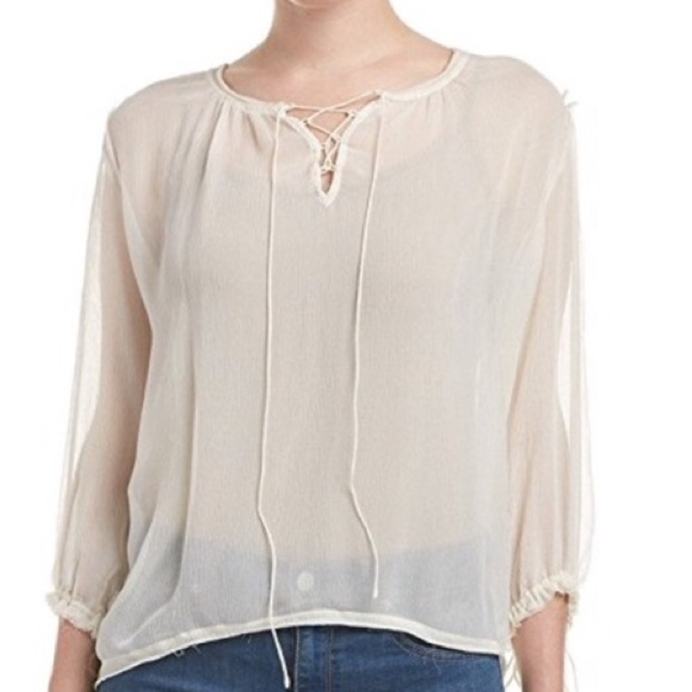 BRAND NEW Lace Up Peasant Top